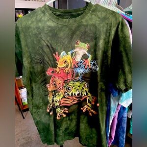 Mens green tie dye t shirt frogs sz: L The Mountain